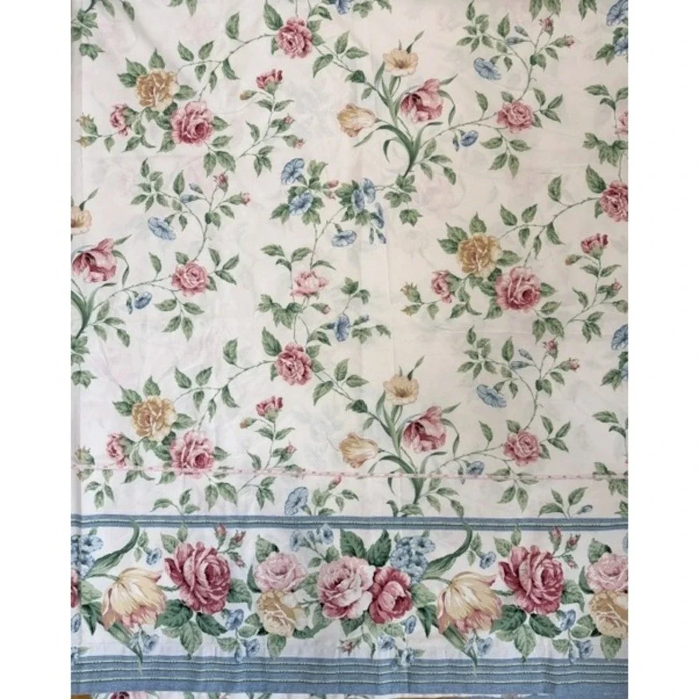 Vintage Full Size sheet Set cottagecore with border floral Dan River